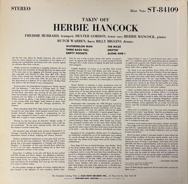 Herbie Hancock – Takin' Off (1984 Blue Note, Japan, VG+/VG)