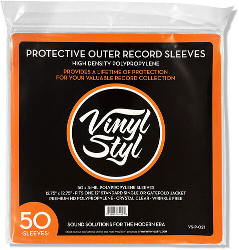 Vinyl Styl® 12 Inch Outer Record Sleeves - Easy Open - 50 Count (Crystal Clear)